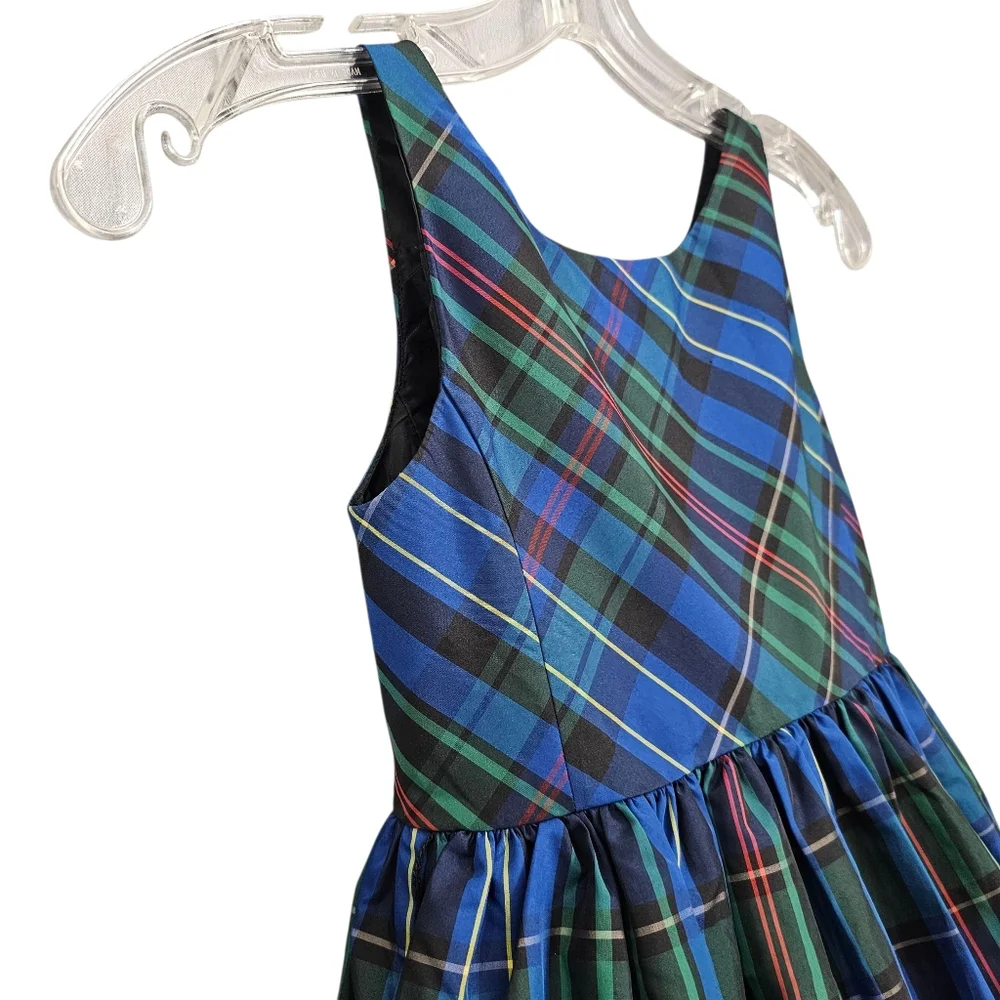 Nwot POLO by Ralph Lauren Royal Blue/Hunter Green Plaid Sleeveless Party Dress